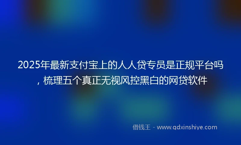 2025年最新支付宝上的人人贷专员是正规平台吗，梳理五个真正无视风控黑白的网贷软件