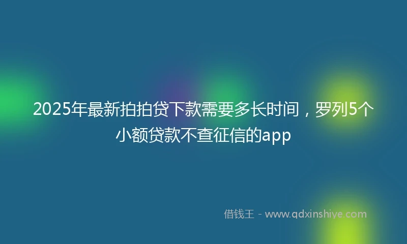 2025年最新拍拍贷下款需要多长时间，罗列5个小额贷款不查征信的app