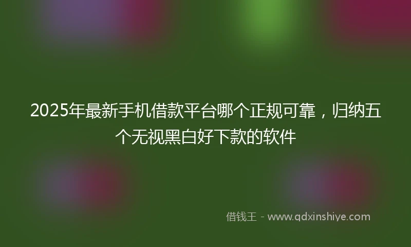 2025年最新手机借款平台哪个正规可靠，归纳五个无视黑白好下款的软件