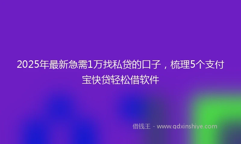 2025年最新急需1万找私贷的口子，梳理5个支付宝快贷轻松借软件