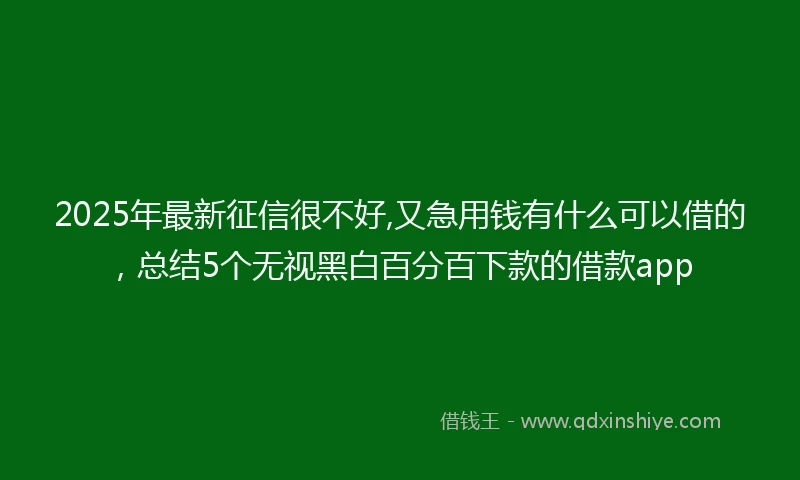 2025年最新征信很不好,又急用钱有什么可以借的，总结5个无视黑白百分百下款的借款app