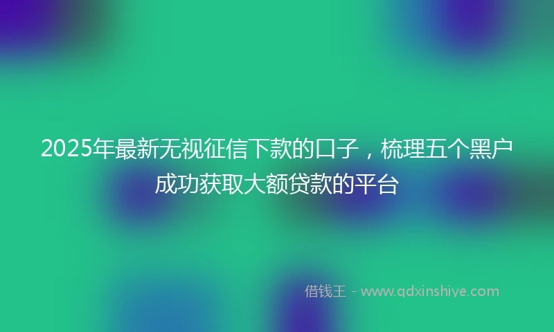 2025年最新无视征信下款的口子，梳理五个黑户成功获取大额贷款的平台
