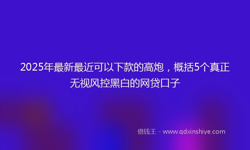 2025年最新最近可以下款的高炮，概括5个真正无视风控黑白的网贷口子