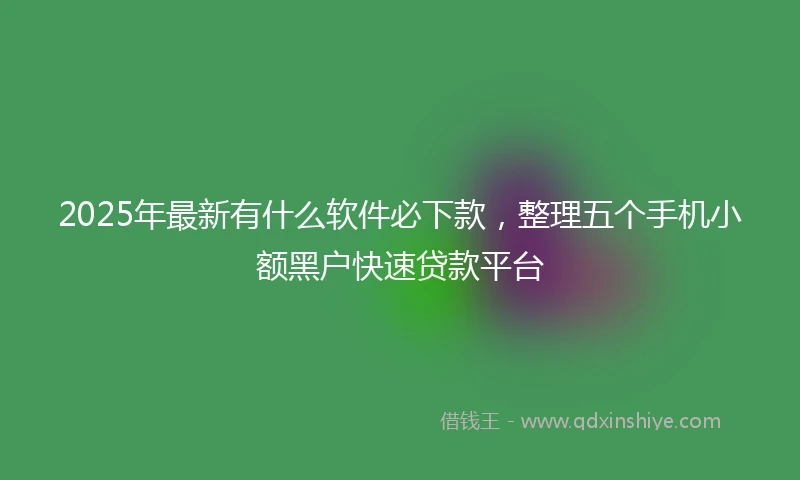 2025年最新有什么软件必下款，整理五个手机小额黑户快速贷款平台