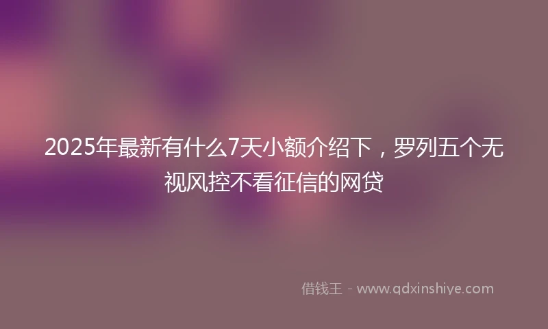 2025年最新有什么7天小额介绍下，罗列五个无视风控不看征信的网贷