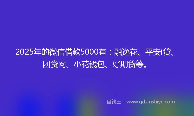 2025年的微信借款5000有：融逸花、平安i贷、团贷网、小花钱包、好期贷等。