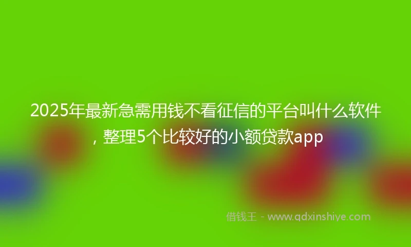 2025年最新急需用钱不看征信的平台叫什么软件，整理5个比较好的小额贷款app