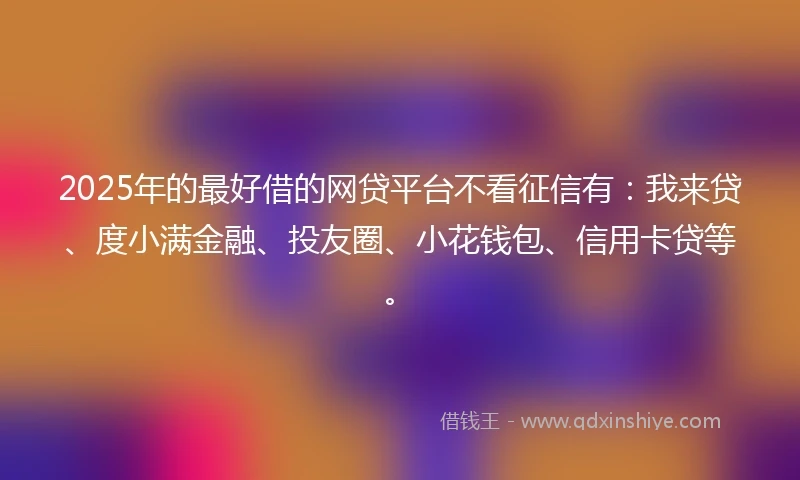 2025年的最好借的网贷平台不看征信有：我来贷、度小满金融、投友圈、小花钱包、信用卡贷等。