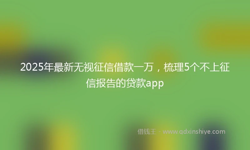 2025年最新无视征信借款一万，梳理5个不上征信报告的贷款app