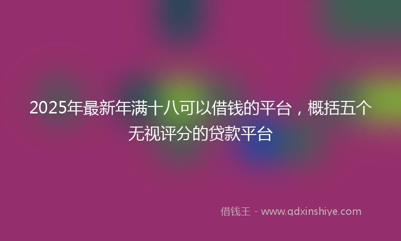 2025年最新年满十八可以借钱的平台，概括五个无视评分的贷款平台