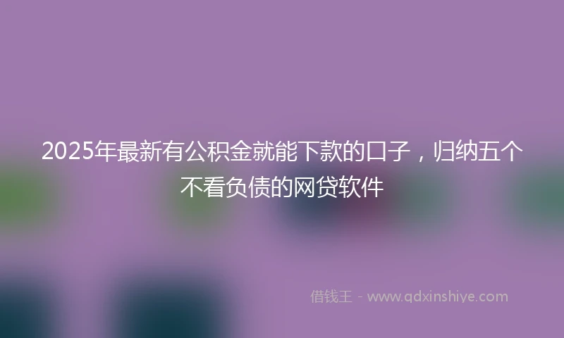 2025年最新有公积金就能下款的口子，归纳五个不看负债的网贷软件