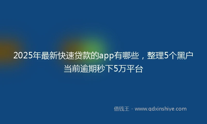 2025年最新快速贷款的app有哪些，整理5个黑户当前逾期秒下5万平台