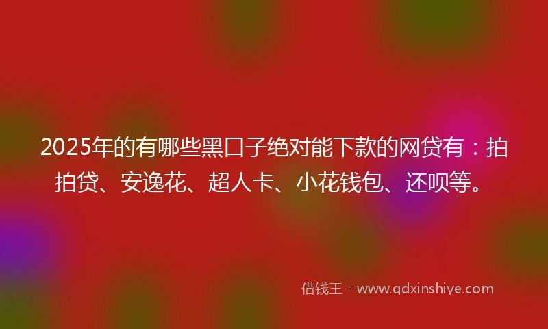 2025年的有哪些黑口子绝对能下款的网贷有：拍拍贷、安逸花、超人卡、小花钱包、还呗等。