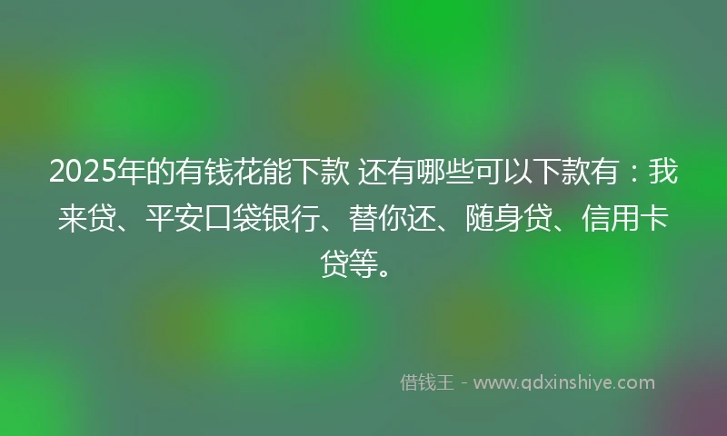 2025年的有钱花能下款 还有哪些可以下款有：我来贷、平安口袋银行、替你还、随身贷、信用卡贷等。