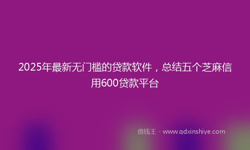 2025年最新无门槛的贷款软件，总结五个芝麻信用600贷款平台