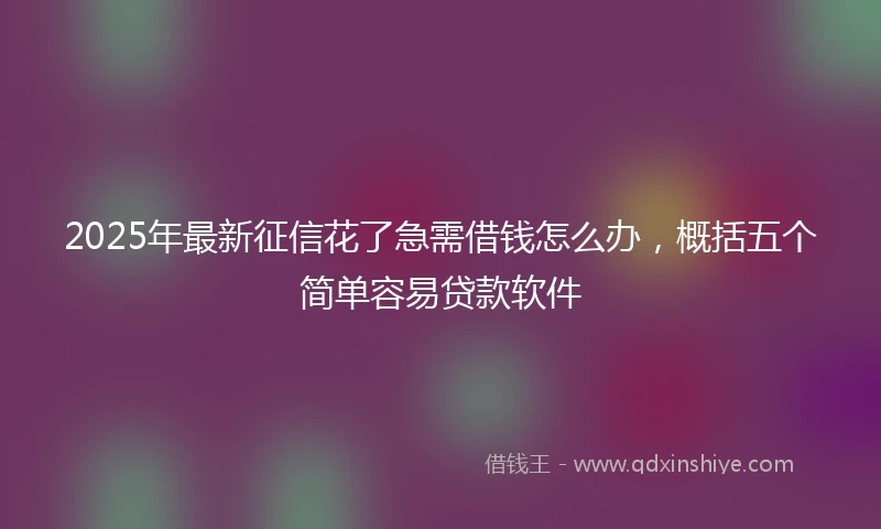 2025年最新征信花了急需借钱怎么办，概括五个简单容易贷款软件