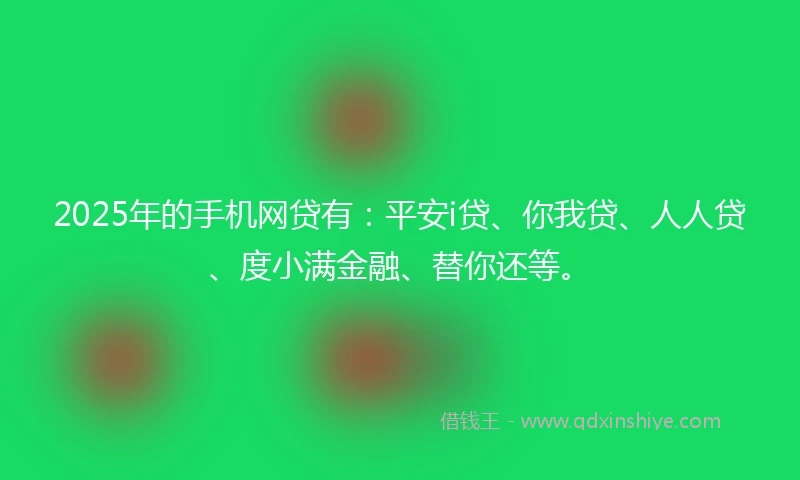 2025年的手机网贷有：平安i贷、你我贷、人人贷、度小满金融、替你还等。