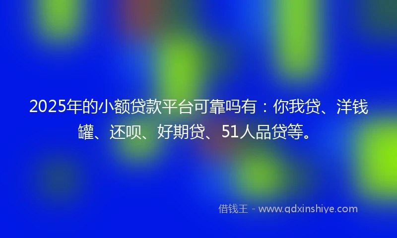 2025年的小额贷款平台可靠吗有：你我贷、洋钱罐、还呗、好期贷、51人品贷等。