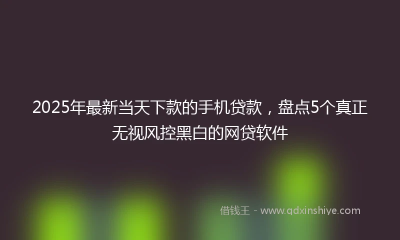 2025年最新当天下款的手机贷款，盘点5个真正无视风控黑白的网贷软件