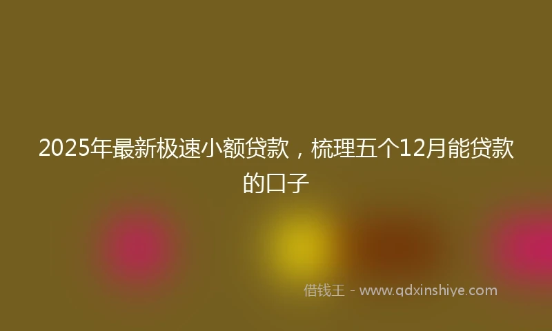 2025年最新极速小额贷款，梳理五个12月能贷款的口子