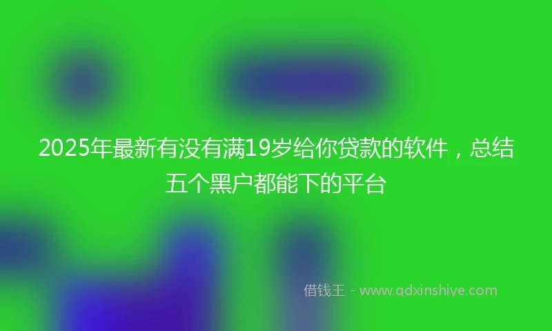 2025年最新有没有满19岁给你贷款的软件，总结五个黑户都能下的平台