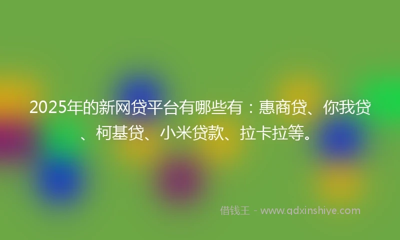 2025年的新网贷平台有哪些有：惠商贷、你我贷、柯基贷、小米贷款、拉卡拉等。