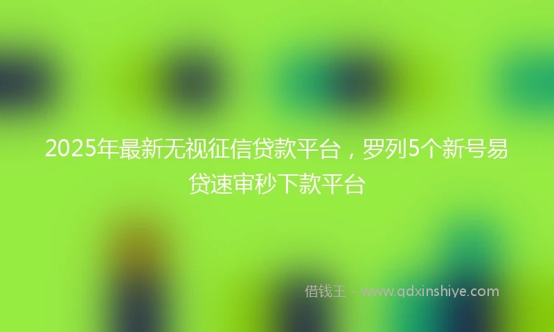 2025年最新无视征信贷款平台，罗列5个新号易贷速审秒下款平台