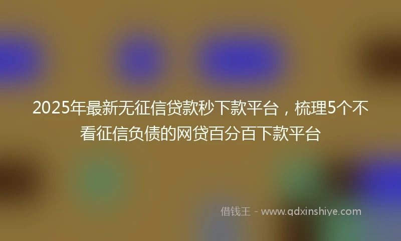 2025年最新无征信贷款秒下款平台，梳理5个不看征信负债的网贷百分百下款平台