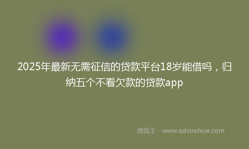 2025年最新无需征信的贷款平台18岁能借吗，归纳五个不看欠款的贷款app