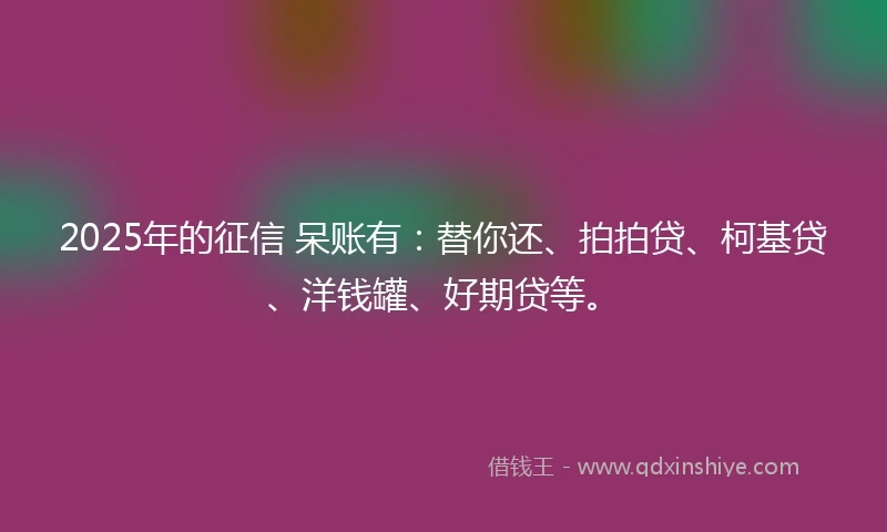 2025年的征信 呆账有：替你还、拍拍贷、柯基贷、洋钱罐、好期贷等。