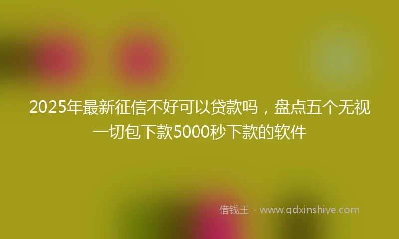 2025年最新征信不好可以贷款吗,盘点五个无视一切包下款5000秒下款的软件