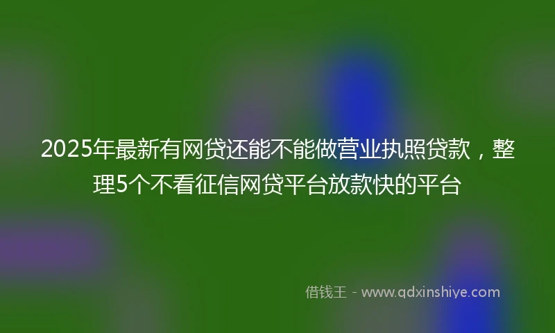 2025年最新有网贷还能不能做营业执照贷款，整理5个不看征信网贷平台放款快的平台