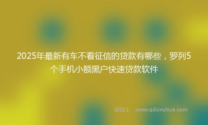 2025年最新有车不看征信的贷款有哪些，罗列5个手机小额黑户快速贷款软件