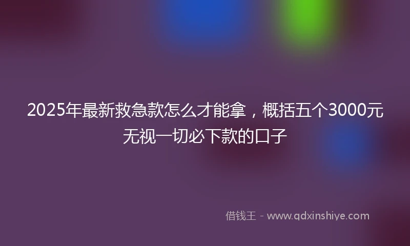 2025年最新救急款怎么才能拿，概括五个3000元无视一切必下款的口子