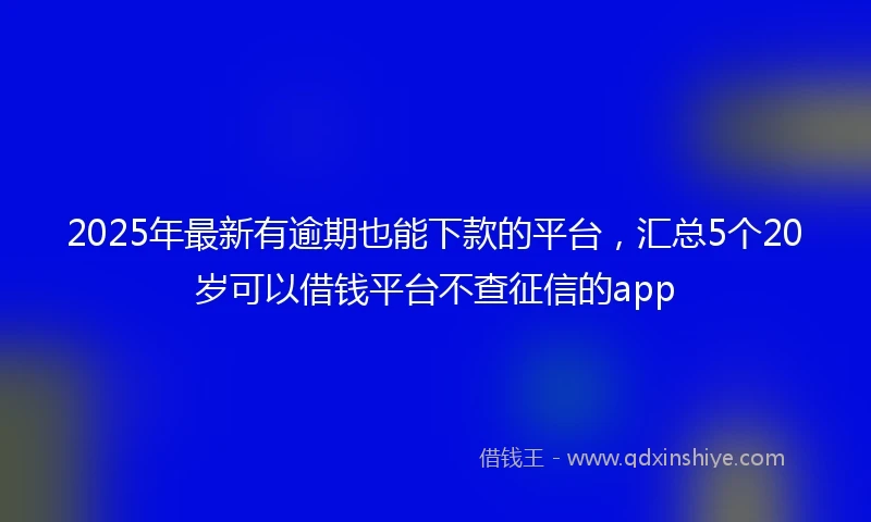 2025年最新有逾期也能下款的平台，汇总5个20岁可以借钱平台不查征信的app