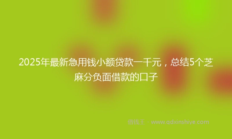 2025年最新急用钱小额贷款一千元，总结5个芝麻分负面借款的口子