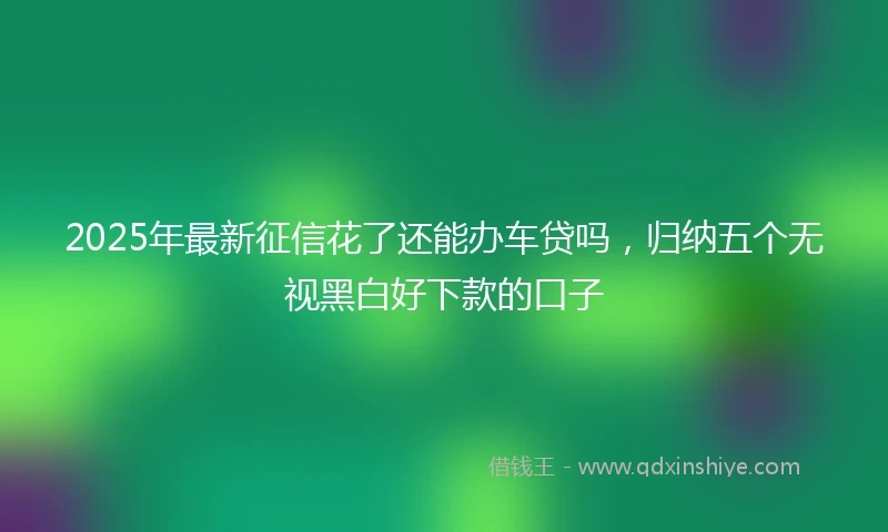 2025年最新征信花了还能办车贷吗，归纳五个无视黑白好下款的口子