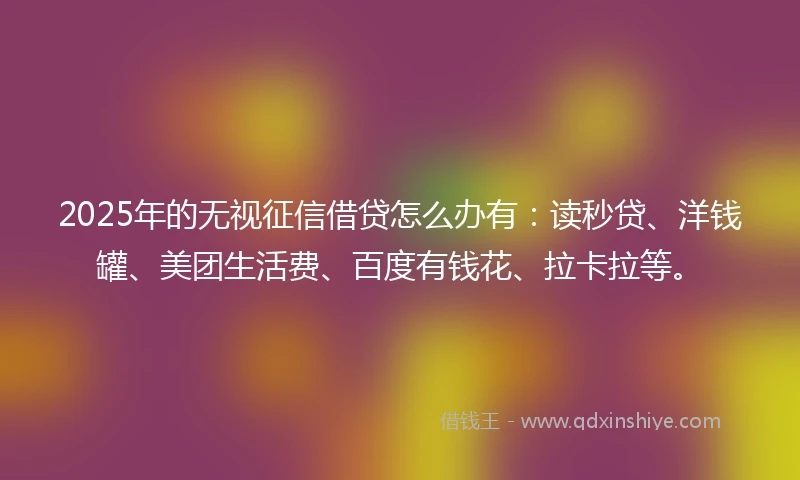 2025年的无视征信借贷怎么办有：读秒贷、洋钱罐、美团生活费、百度有钱花、拉卡拉等。