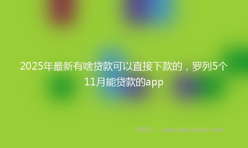 2025年最新有啥贷款可以直接下款的，罗列5个11月能贷款的app