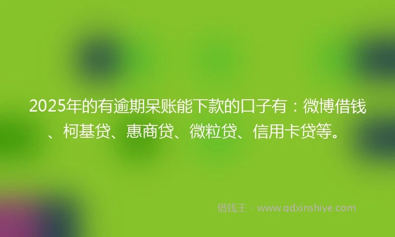 2025年的有逾期呆账能下款的口子有：微博借钱、柯基贷、惠商贷、微粒贷、信用卡贷等。
