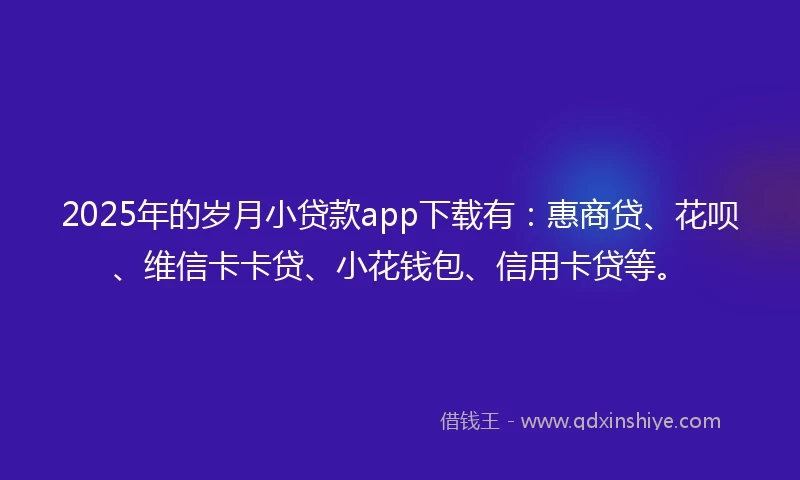 2025年的岁月小贷款app下载有：惠商贷、花呗、维信卡卡贷、小花钱包、信用卡贷等。