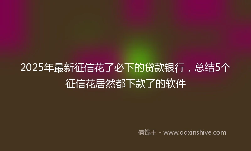2025年最新征信花了必下的贷款银行，总结5个征信花居然都下款了的软件