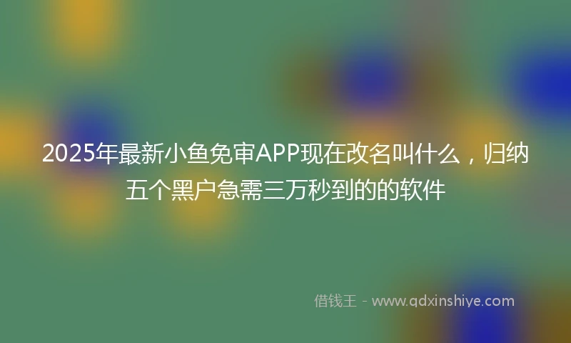2025年最新小鱼免审APP现在改名叫什么,归纳五个黑户急需三万秒到的的软件