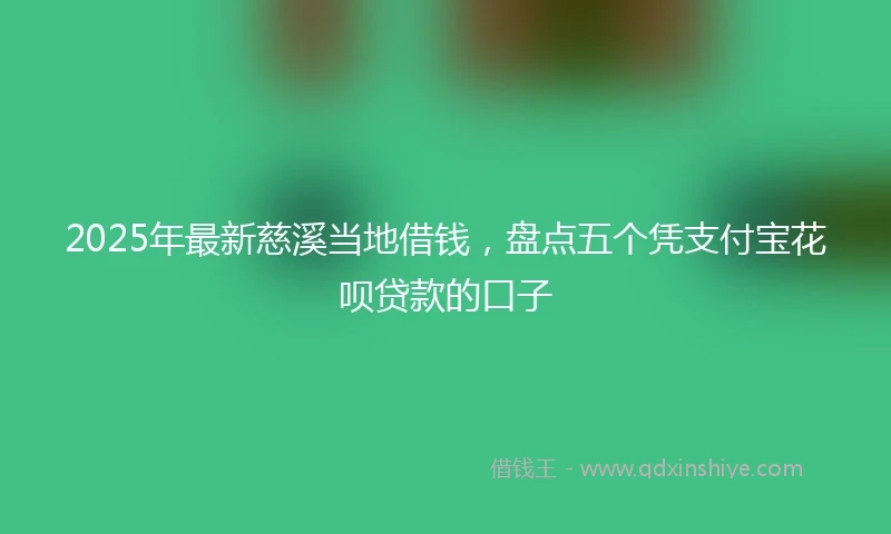 2025年最新慈溪当地借钱，盘点五个凭支付宝花呗贷款的口子