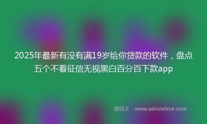 2025年最新有没有满19岁给你贷款的软件,盘点五个不看征信无视黑白百分百下款app
