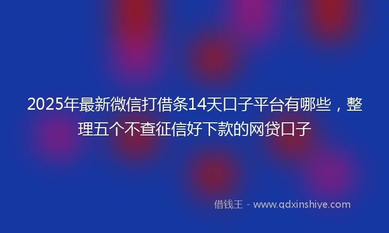 2025年最新微信打借条14天口子平台有哪些，整理五个不查征信好下款的网贷口子