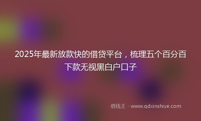 2025年最新放款快的借贷平台，梳理五个百分百下款无视黑白户口子