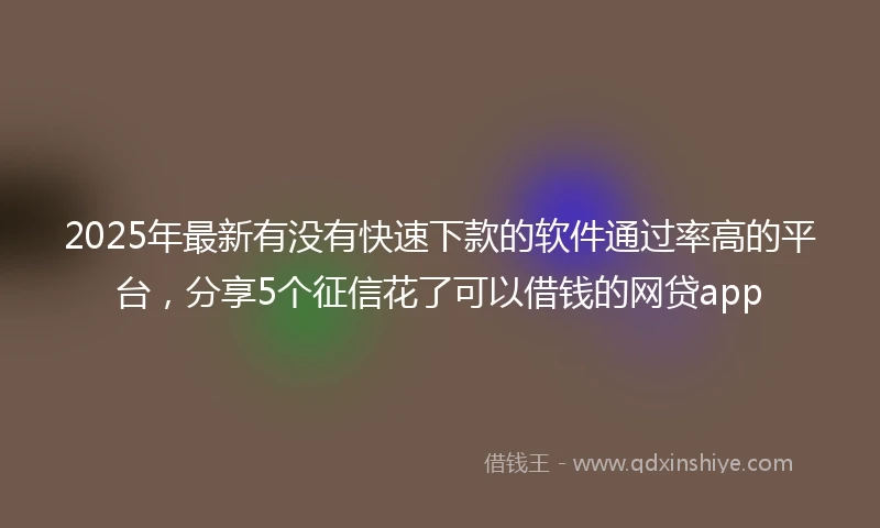2025年最新有没有快速下款的软件通过率高的平台，分享5个征信花了可以借钱的网贷app