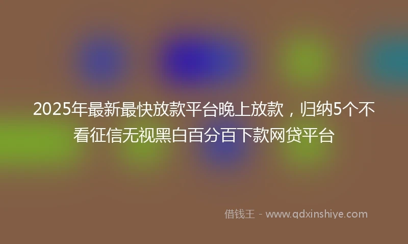 2025年最新最快放款平台晚上放款，归纳5个不看征信无视黑白百分百下款网贷平台