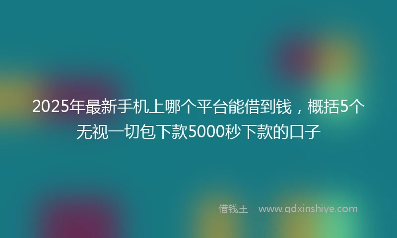 2025年最新手机上哪个平台能借到钱，概括5个无视一切包下款5000秒下款的口子